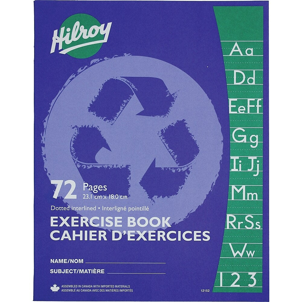 Hilroy Exercise Book Interlined Recycled - 9-1/8" x 7-1/8" - 72 Pages