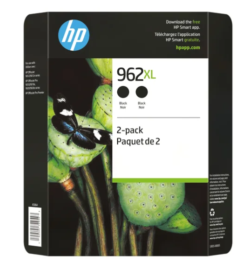 HP 962XL High Yield Black Original Ink Cartridge (3JB35BN) Twin-pack