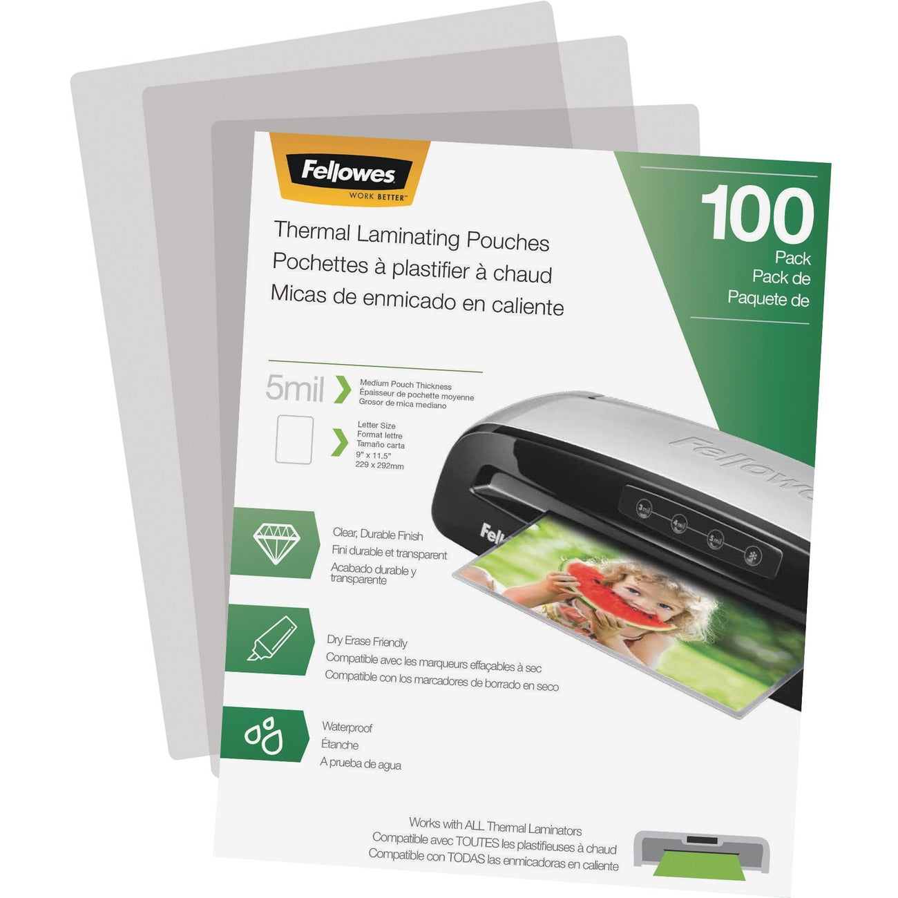 Fellowes Letter Size Thermal Laminating Pouches