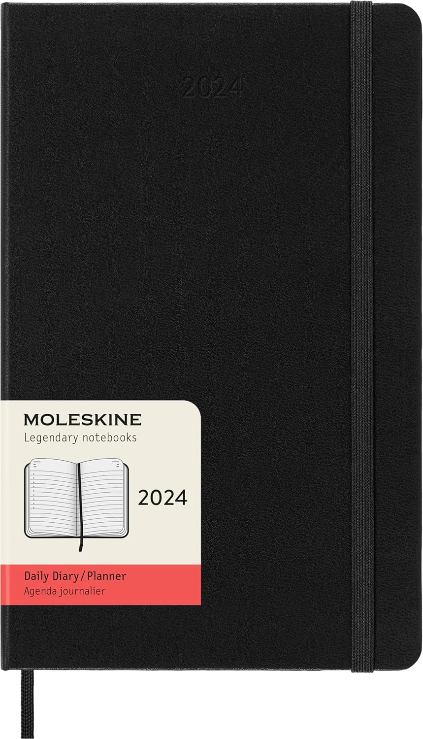 Moleskine 2024 Large Hard Cover Daily Planner - 5" x 8.25" - Black