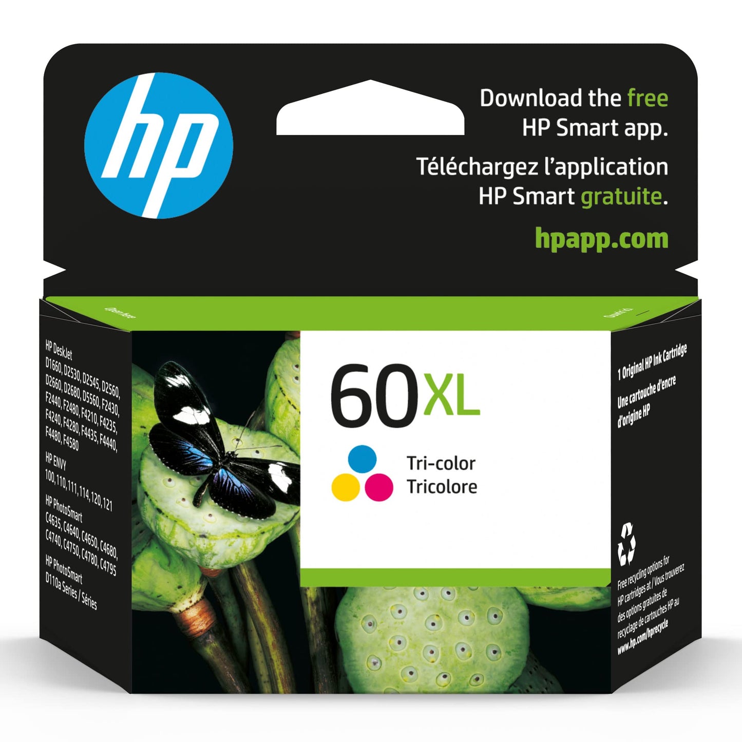 HP 60XL Original Ink Cartridge - Single Pack - Inkjet - 600 Pages - Tri-Colour- 1 Each