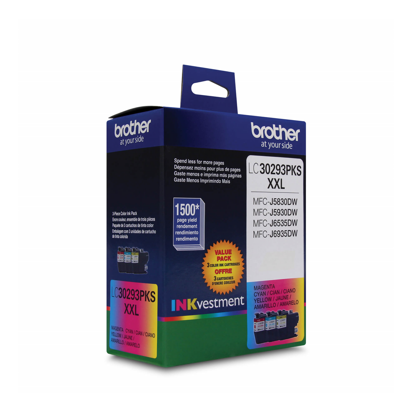 Brother LC30293PKS Innobella Cyan, Magenta, Yellow Ink Cartridges, Super High Yield