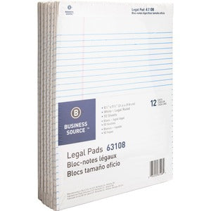 BSN Legal Pads - 8.5x11 White - Legal Ruled - 12 pack