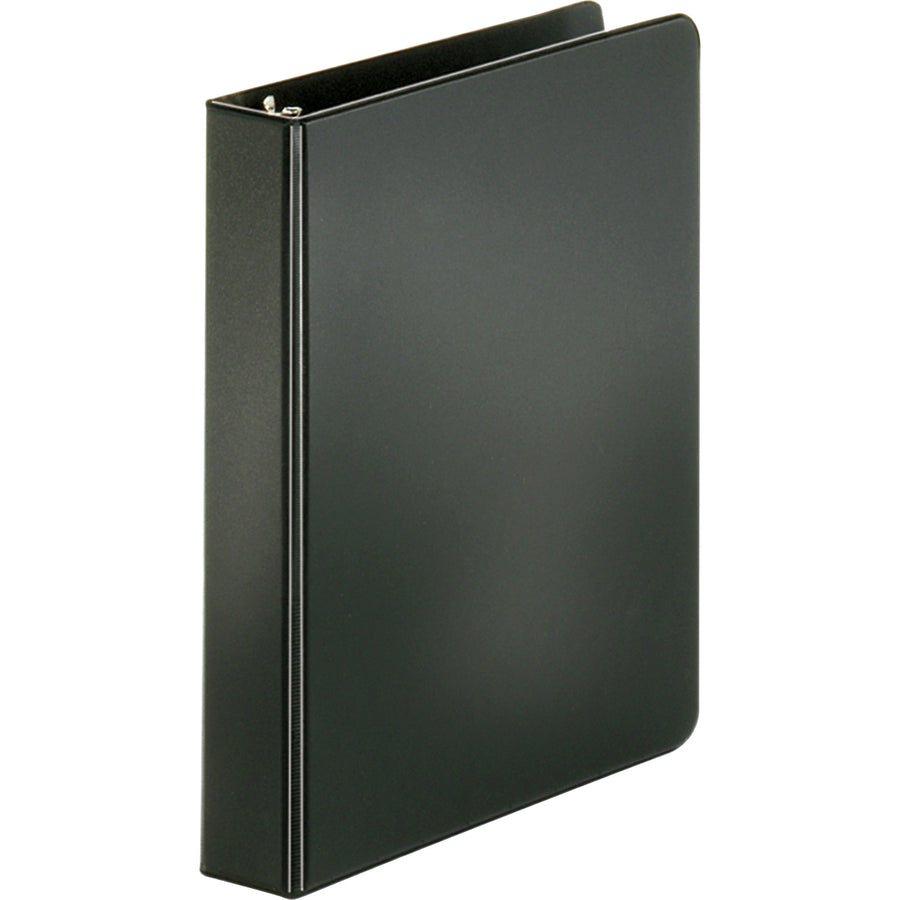 Business Source Basic Round Ring Binder - 1" - 8 1/2" x 5 1/2" Sheet Size - 2 -  Round Ring - Black
