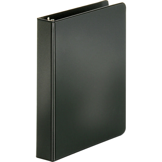 Business Source Basic Round Ring Binder - 1" - 8 1/2" x 5 1/2" Sheet Size - 2 -  Round Ring - Black