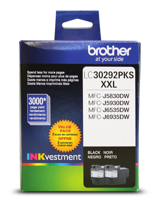 Brother LC30292PKS Innobella Black Ink Cartridges, Super High Yield