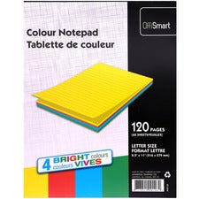 OFFISMART Neon Writing Pad, Ruled, 8.5"x11" , 120pg