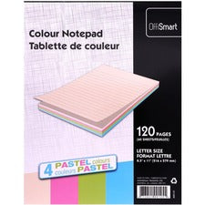 OFFISMART Pastel Writing Pad, Ruled, 8.5"x11" , 120pg