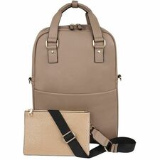 bugatti Ladies Carrying Case (Backpack) for 15.6" Notebook, Tablet, Shoes, Water Bottle - Taupe