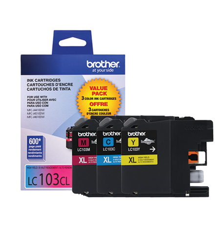 Brother LC1033PKS 3-Pack of Innobella  Colour Ink Cartridges (1 each of Cyan, Magenta, Yellow), High Yield (XL Series)