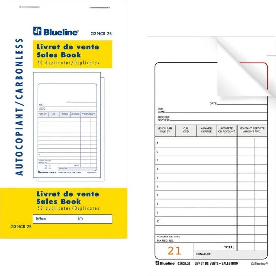 Blueline Sales Orders Book - 50 Sheet(s) - 2 PartCarbonless Copy - 6.50" x 3.50" Form Size - White Cover - Paper - 1 Each